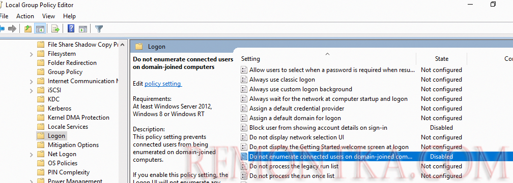 GPO: Do not enumerate connected users on domain-joined computer