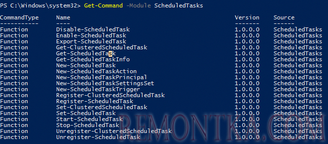 powershell командлеты из модуля ScheduledTasks