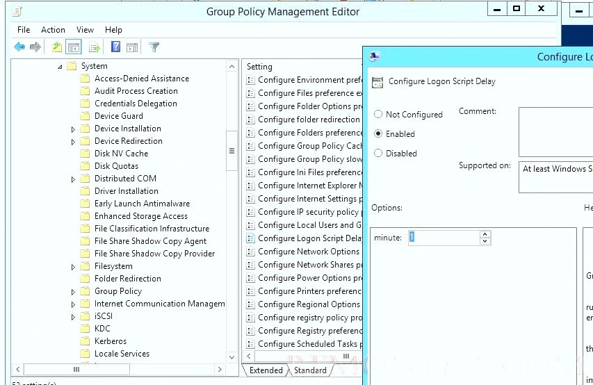 политики задержки запуска powershell скриптов Configure Logon Script Delay 