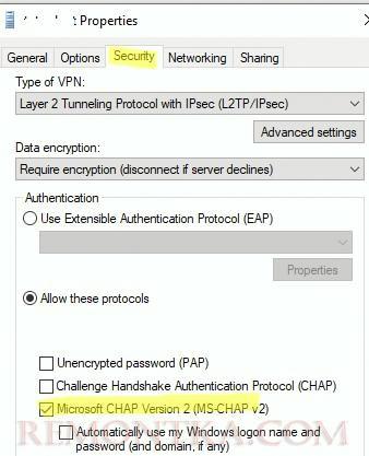 vpn l2tp: включить аутентификацию mschapv2 