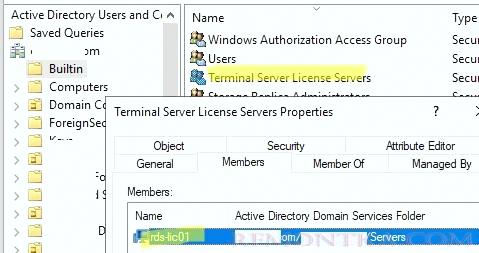 Доменная группа Terminal Server License Servers 