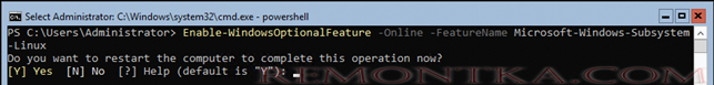 Enable-WindowsOptionalFeature -Online -FeatureName Microsoft-Windows-Subsystem-Linux 