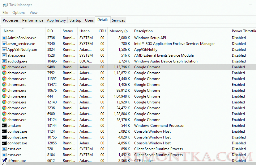 регулирование мощности включено для chrome в windows 10