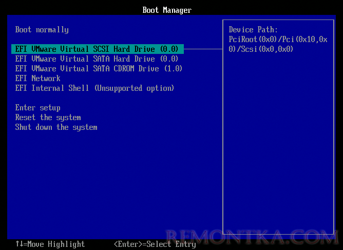 vmware - uefi - загрузка с efi vmware virtual scsi hard drive