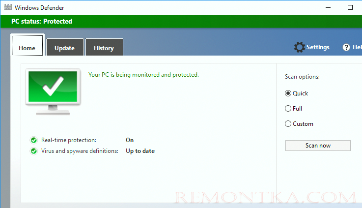 графический интерфейс Windows-Defender