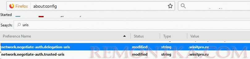 Mozilla Firefox • network.negotiate-auth.trusted-uris