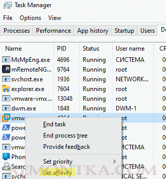 Настройка Processor Affinity в Task Manager