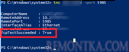 Test-NetConnection WinRm (5985/HTTP, 5986/HTTPS) 
