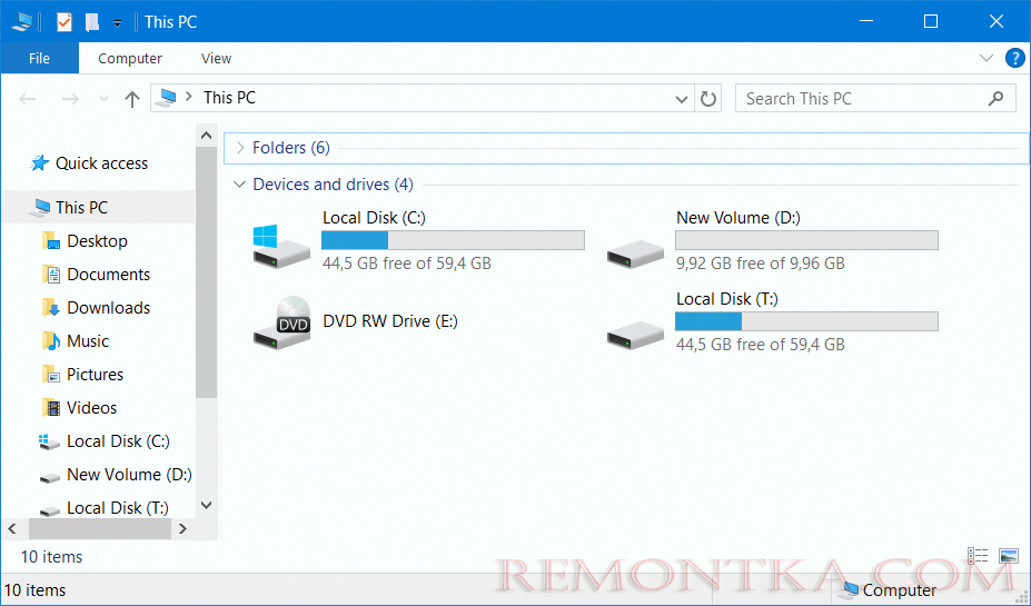 Windows Explorer диски