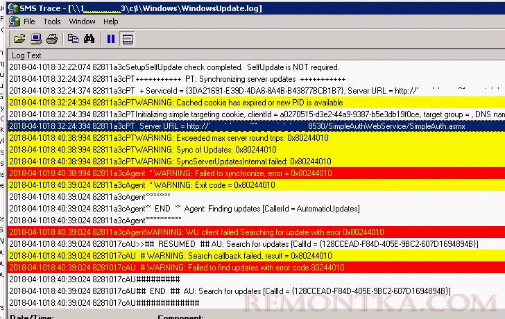 Exceeded max server round trips: 0x80244010