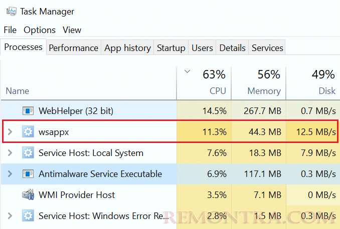 wsappx сильно грузит диск и CPU