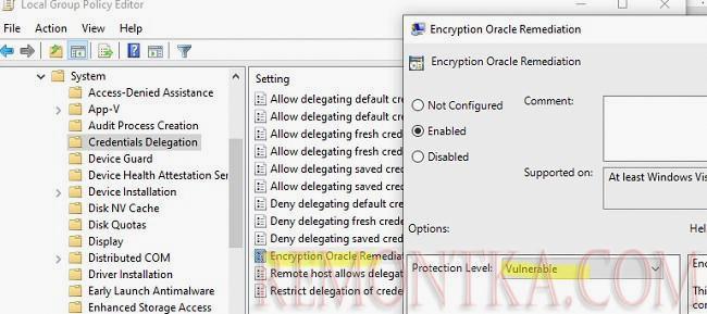 credssp включитьь политику oracle remediation