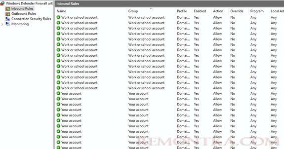 тысячи правил файервола в брандмауере windows defender на RDS серверах Windows Server 2019