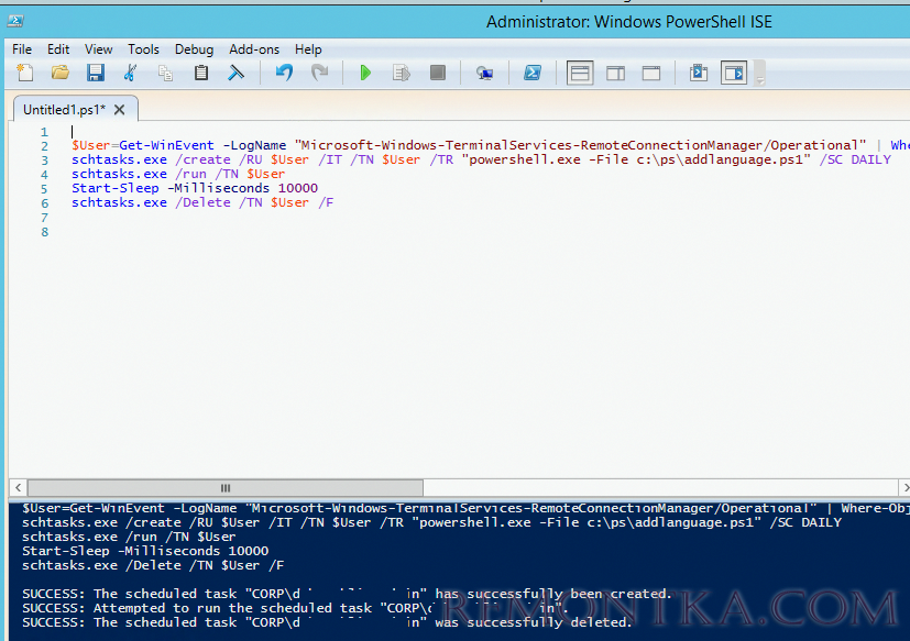 powershell скрипт для вовзрата языковой панели в RDS сеансе