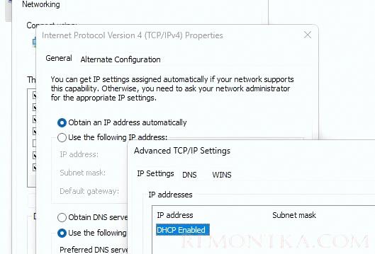 IP адрес получен автоматически от DHCP сервера