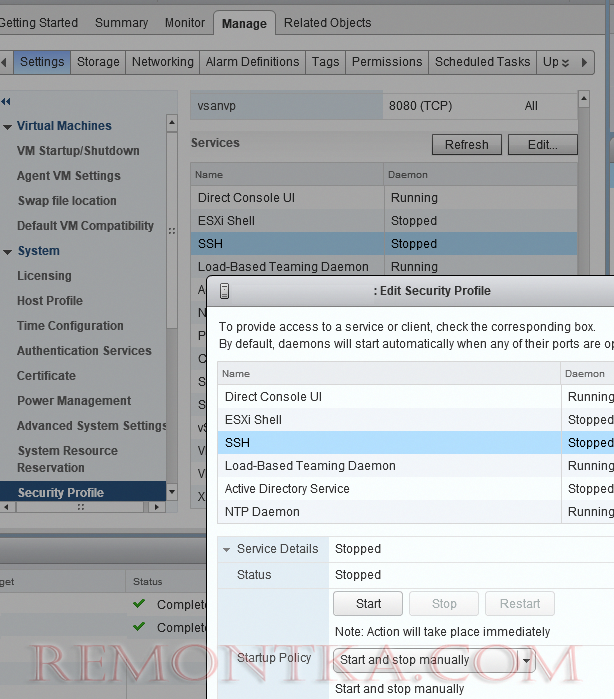 Включить SSH на хосте ESXi