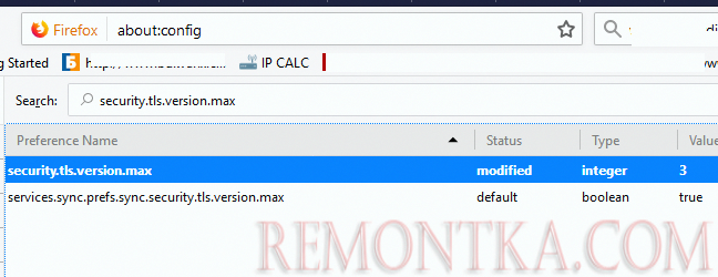 security.tls.version.max Firefox