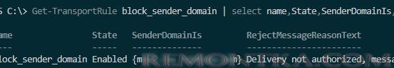 Get-TransportRule вывести информацию о правиле mailflow exchange