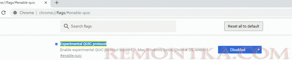 Experimental QUIC protocol - отключить в chrome 