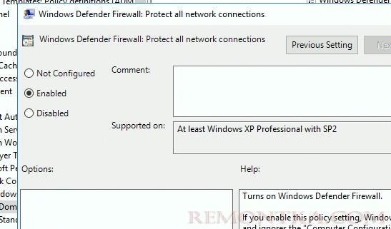 включить microsof defender firewall через gpo