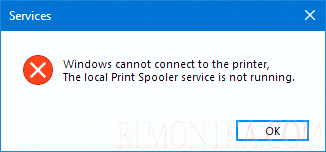 Windows cannot connect to the printer, The local Print Spooler service is not running