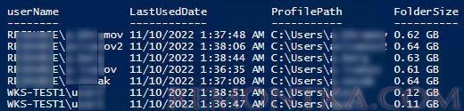 скрипт для получения размера старых профилей на диске