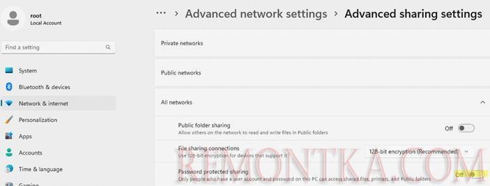 Windows 11 - отключить защиту сетевой папки паролем