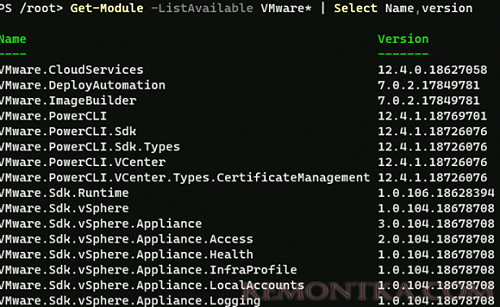 вывести список модулей vmware powercli установленных на компьютере
