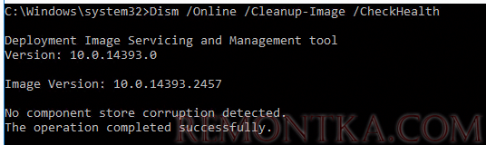 Dism /Online /Cleanup-Image /CheckHealth No component store corruption detected