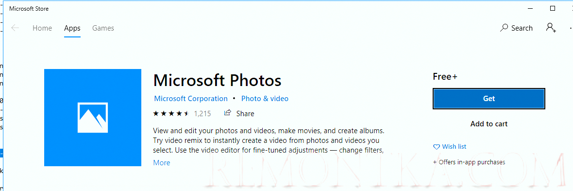 Переустановка приложения Microsoft Photos