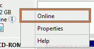 перевести диск в online