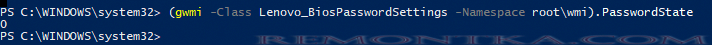 проверить наличие пароля BIOS Lenovo_BiosPasswordSettings -> PasswordState