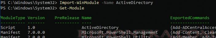 Import-WinModule загрузка модуля activedirectory в powershell core 7