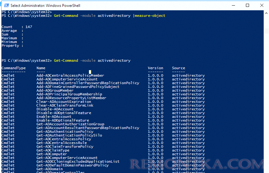 Get-Command –module activedirectory