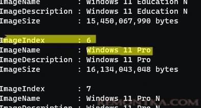 index версии windows в wim файле