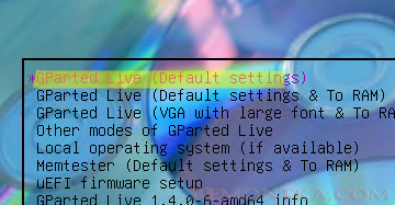 Загрузка с LIveCD Gparted