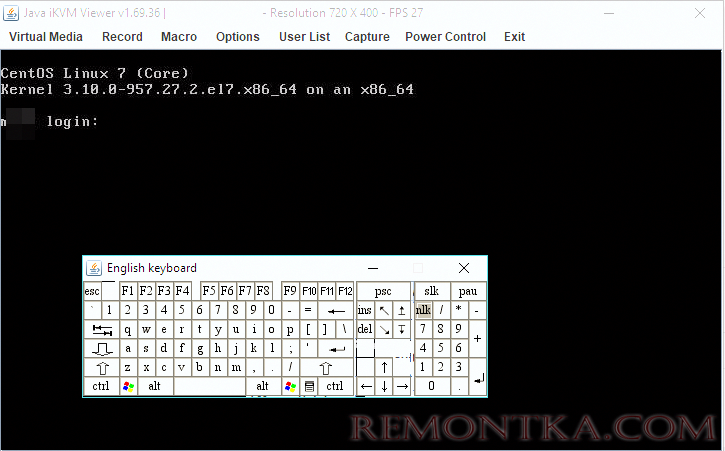 клавиатура в ipmi консоли