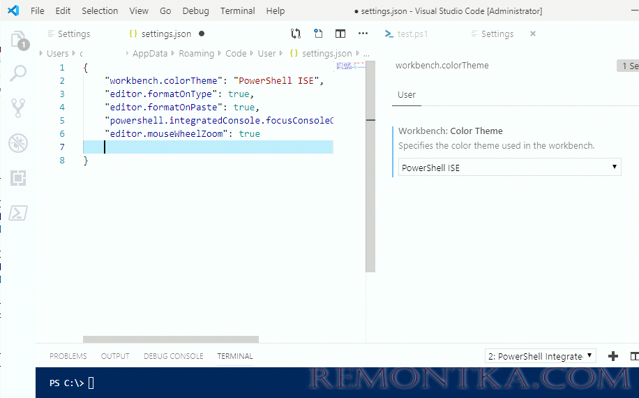 настройка интерфейса visual studio code через json файл