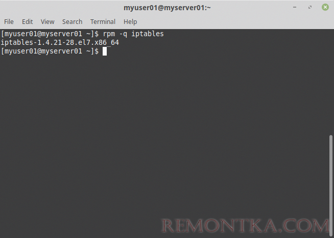rpm -q iptables - версия iptables в centos