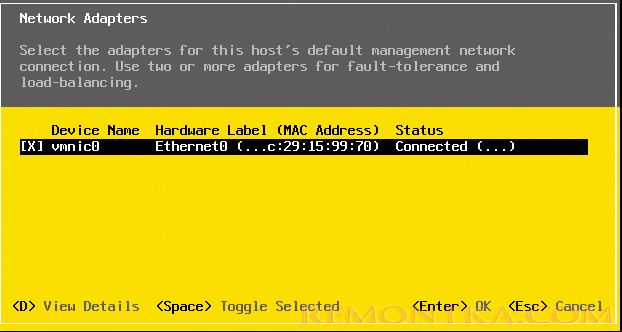 настройка сетевого адаптера esxi