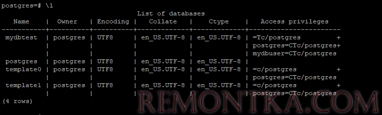 postgres - вывести список баз данных