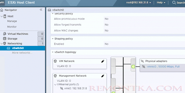 виртуальный коммутатор vswitch0