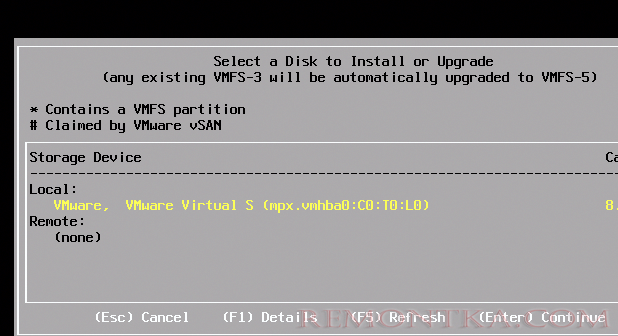 выберит диск для установка vmware esxi