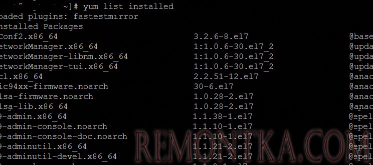 yum list installed