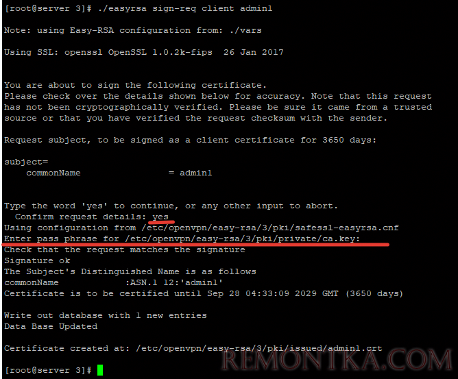 easyrsa генерация ключей клиента для openvpn
