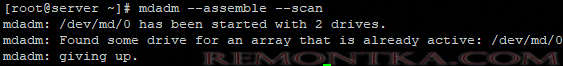 mdadm --assemble —scan пересборка массива