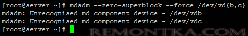 mdadm --zero-superblock - очистка дисков передо добавлением в raid