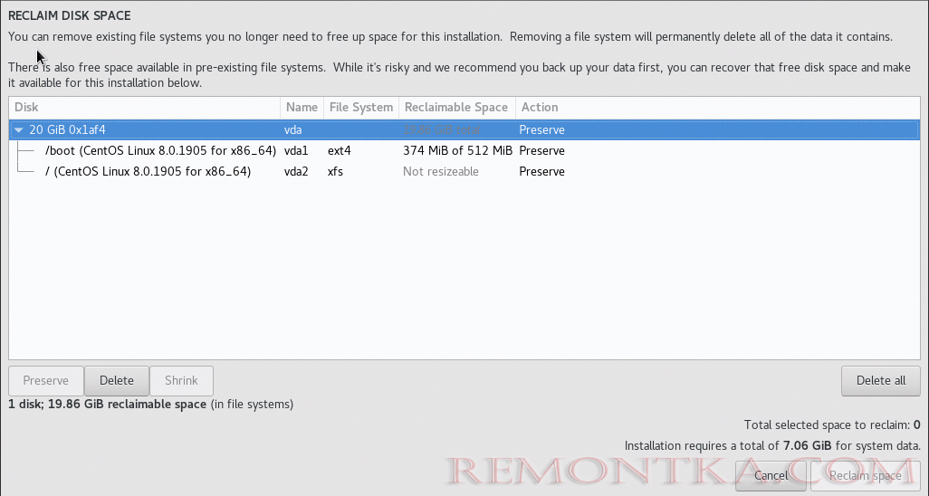 reclaim disk space