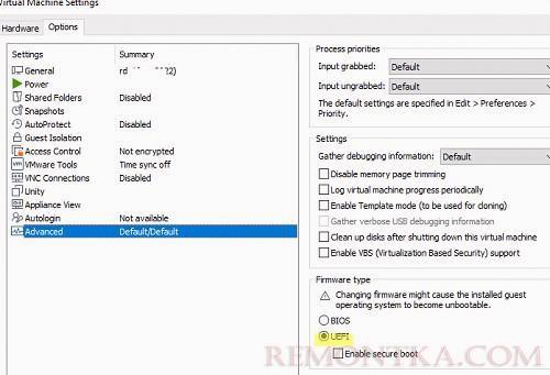 uefi и bios firmware в виртуальной машине vmware