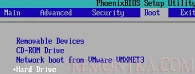 vmware: проверить приоритет загрузки в bios